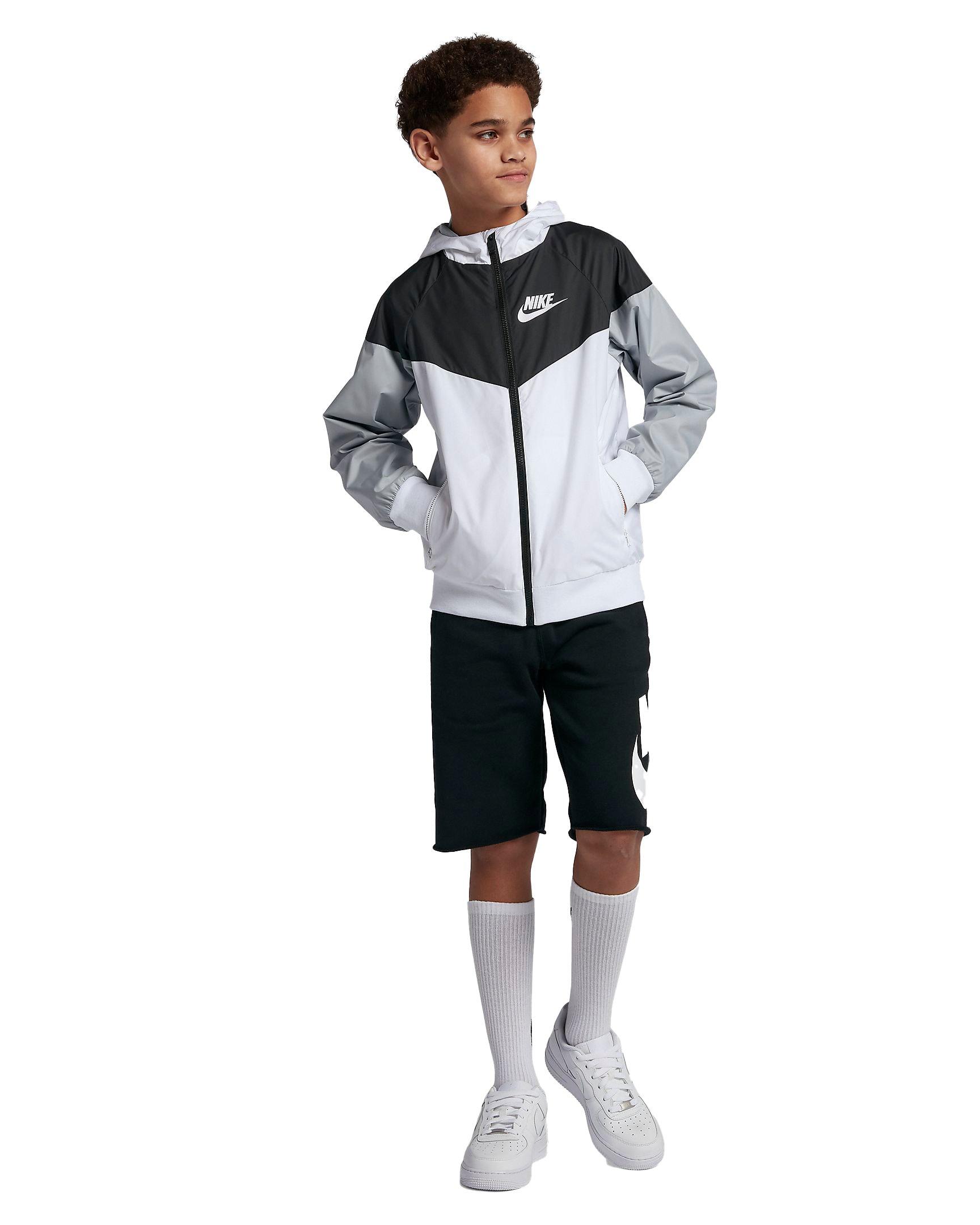 Nike Big Boys' Sportswear Windrunner Jacket-White/Black/Grey